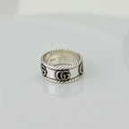 Gucci GG Marmont 925 Sterling Silver 9mm Logo Ring Women’s Size 17, UK Q, EU 57
