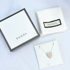 Authentic Gucci Heart Trademark Pendant Sterling Silver 925 Women’s Necklace 48cm With Packaging