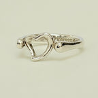 Authentic Tiffany & Co. Elsa Peretti Open Heart Sterling Silver 925 Ring Size 6.5, Uk M, EU 52.5