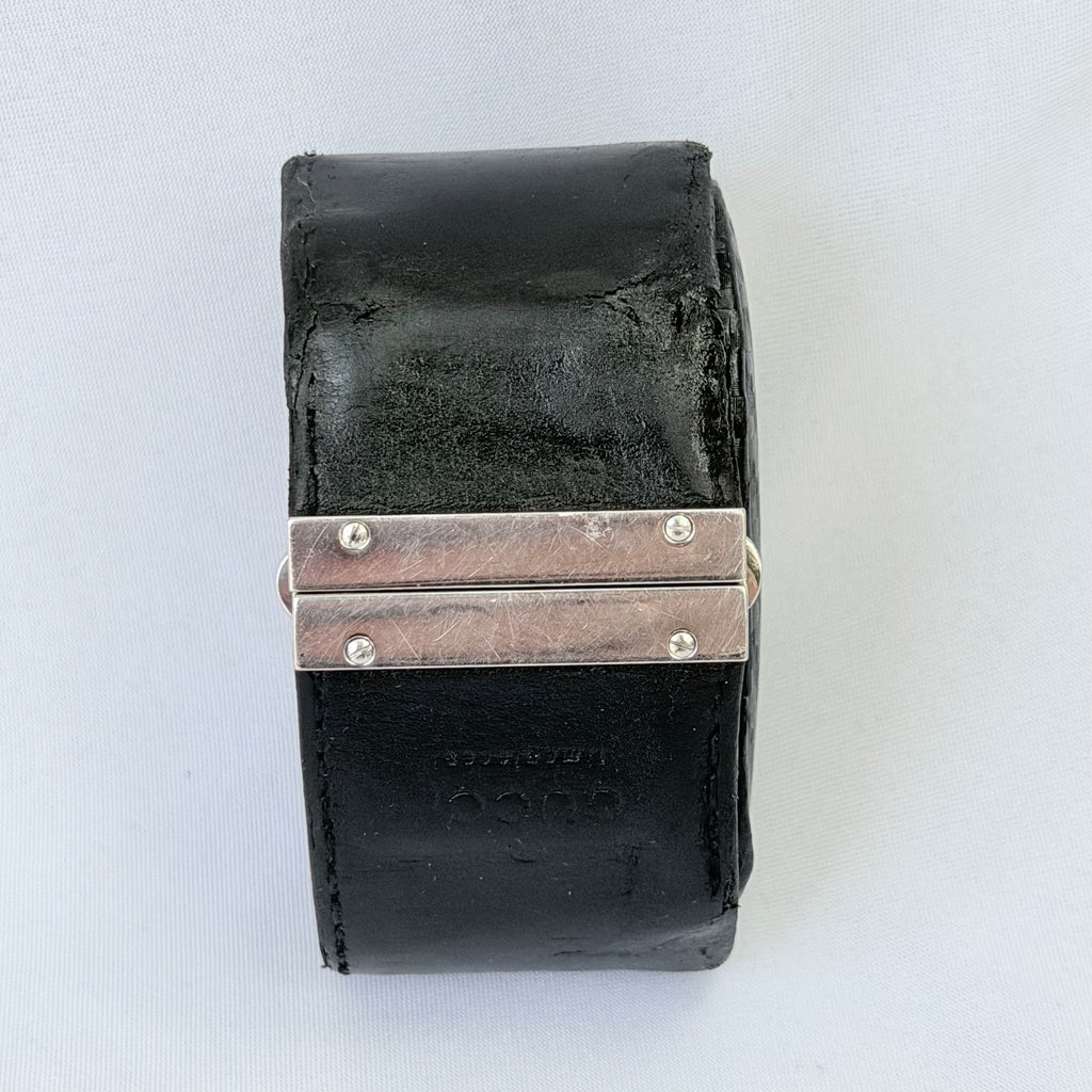 Gucci 7800L Women's Quartz Watch Black Leather Rectangular With Packaging 19cm