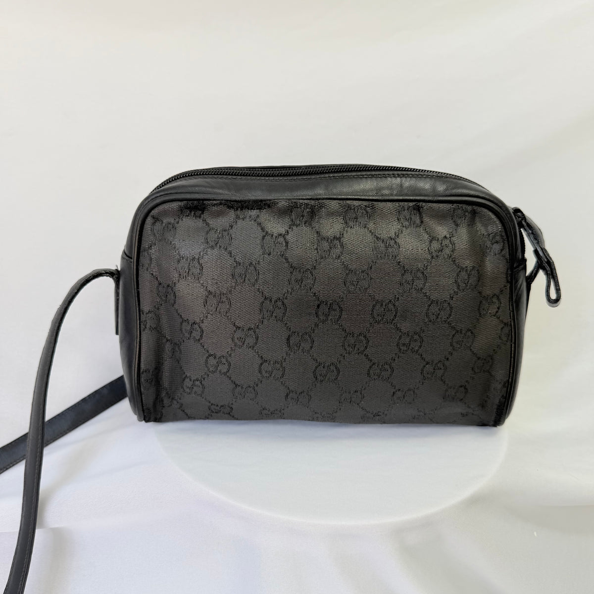 Vintage Gucci Black GG Monogram Canvas/Leather Small Crossbody Handbag