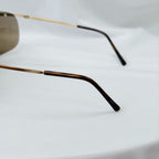 Vintage Gucci GG1870/S J5G6J Brown Gold Rimless Shield Wrap Sunglasses With Case