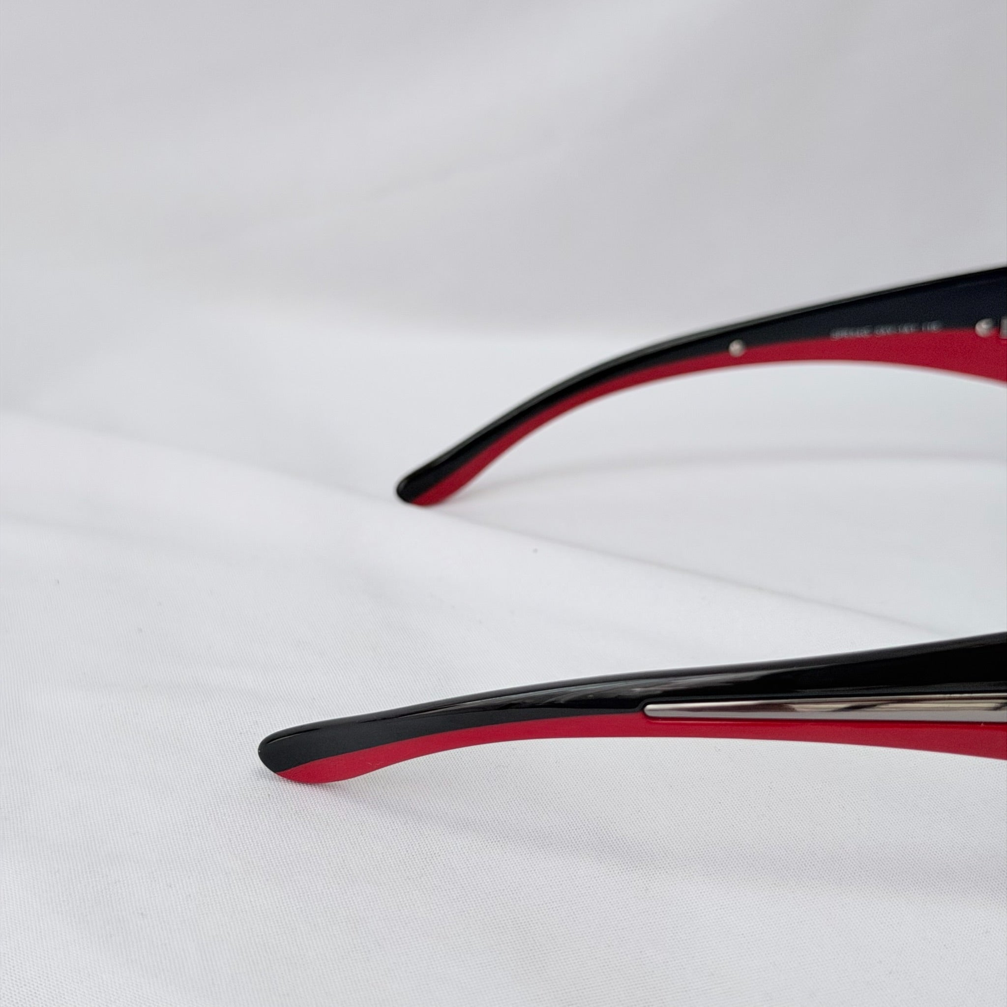Vintage Prada Wrap Shield Red, Silver & Black Unisex Sunglasses SPR 54G With Case