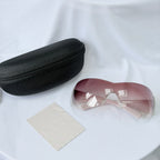 Vintage Prada Y2K Lilac Purple Silver Frameless Wrap Sunshield Oversized Sunglasses SPR 041