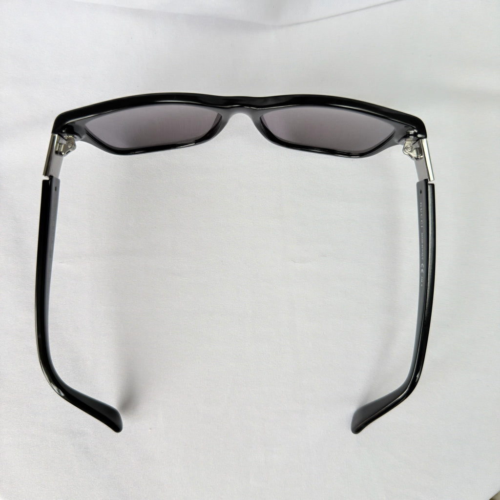 Authentic Gucci Black Silver Cat Eye Square Lens Unisex Sunglasses With Case