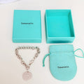 Authentic Tiffany & Co. Sterling Silver 925 Chunky Chain Large Round Tag Disc Bracelet 7.5 Inches With Packaging