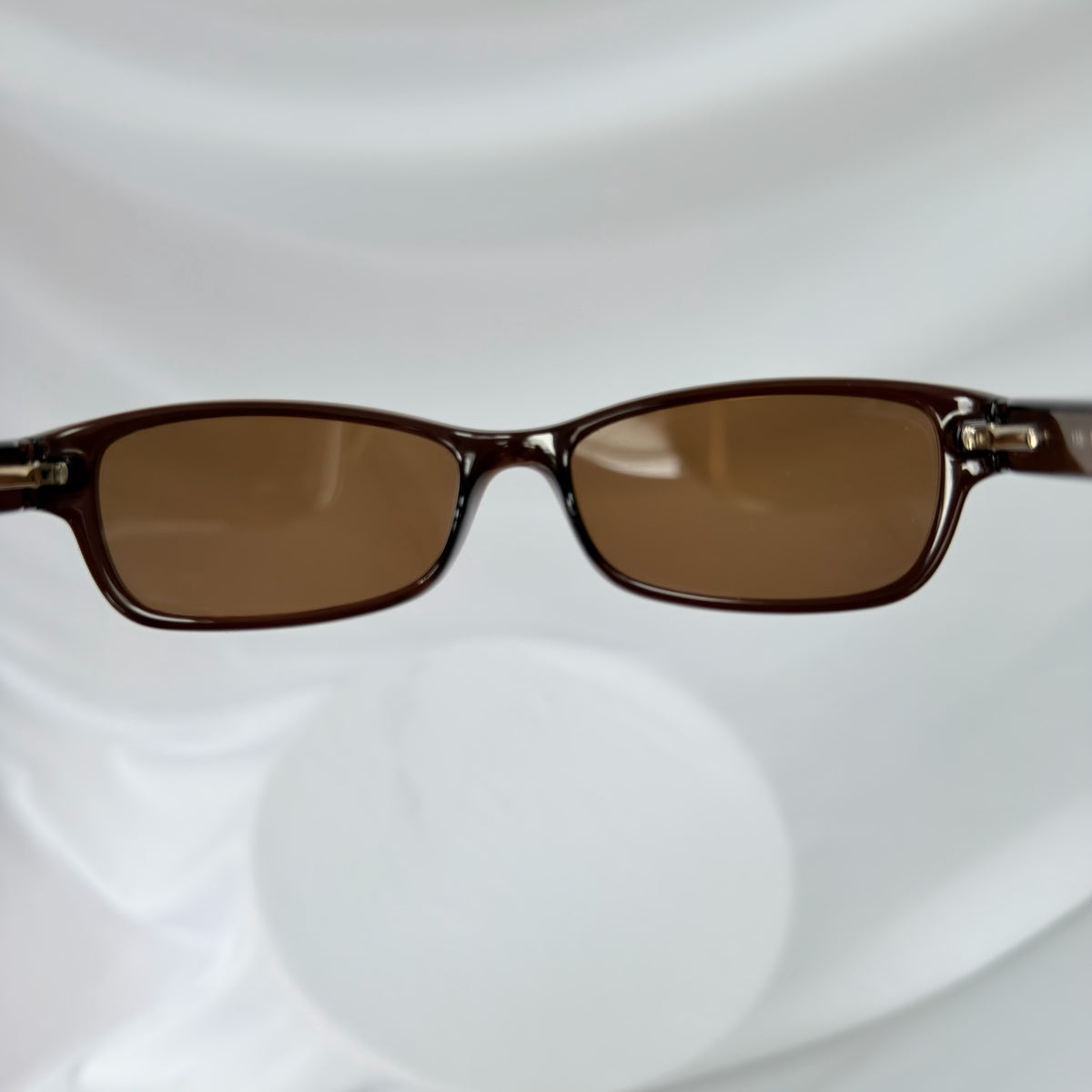 Vintage Fendi Brown Gold Rectangular Skinny Y2K Polarised Sunglasses