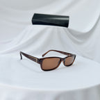 Vintage Fendi Brown Gold Rectangular Skinny Y2K Polarised Sunglasses