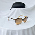 Prada Cat Eye Square Metal Corners Women's Sunglasses Brown Tortoiseshell SPR 01O