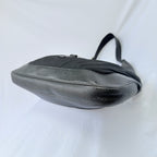 Vintage Gucci Jackie Small Handbag Black Leather And Nylon Piston Push-Lock Silver Closure Single Adjustable Strap