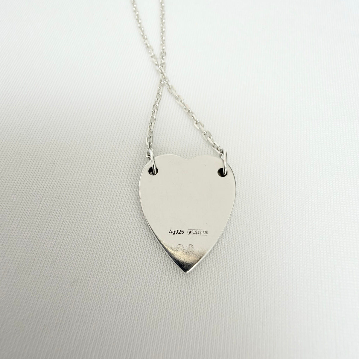 Gucci Heart Trademark Pendant Sterling Silver 925 Women’s Necklace 48cm With Packaging