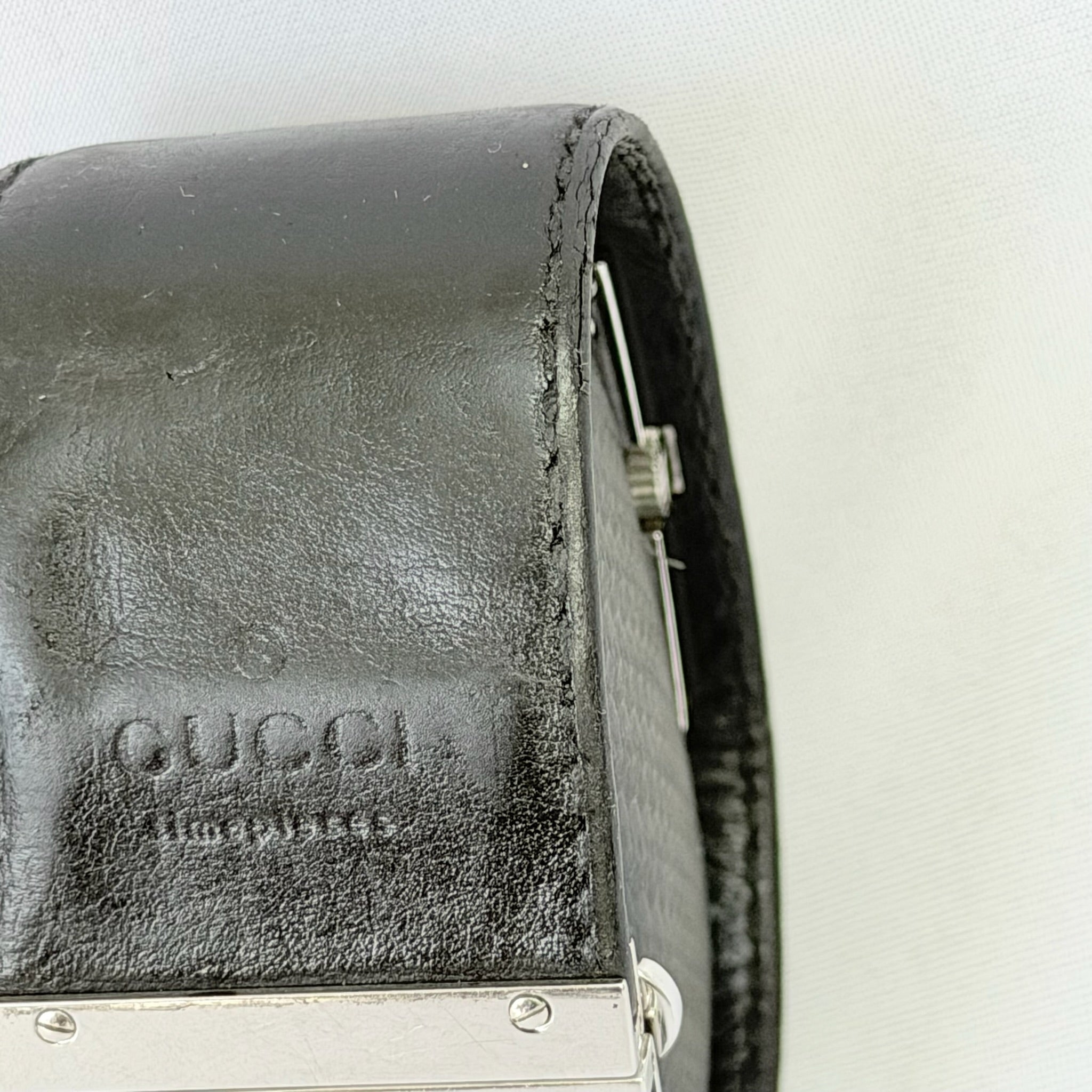 Gucci 7800L Women's Quartz Watch Black Leather Rectangular With Packaging 19cm
