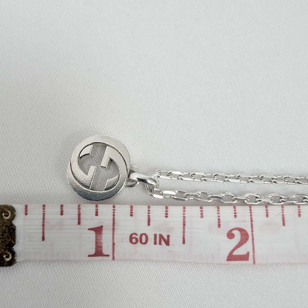Gucci Interlocking GG Pendant Sterling Silver 925 Necklace 19 Inches With Packaging