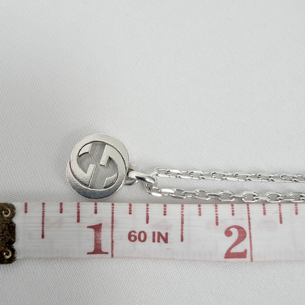Gucci Interlocking GG Pendant Sterling Silver 925 Necklace 19 Inches With Packaging