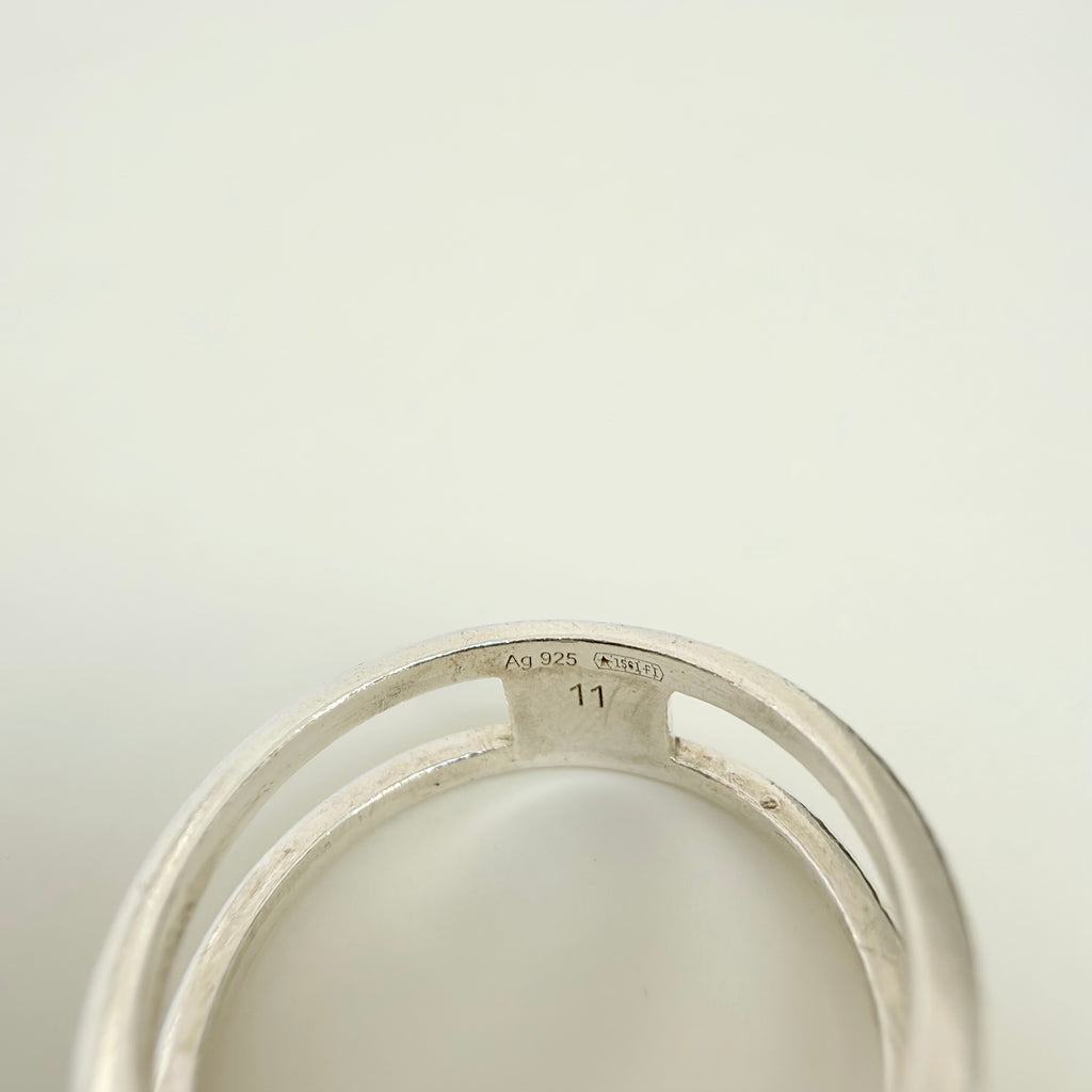 Gucci Interlocking Cut Out GG Double Band 6mm Silver Women's unisex Size 11, UK K1/2, EU 51