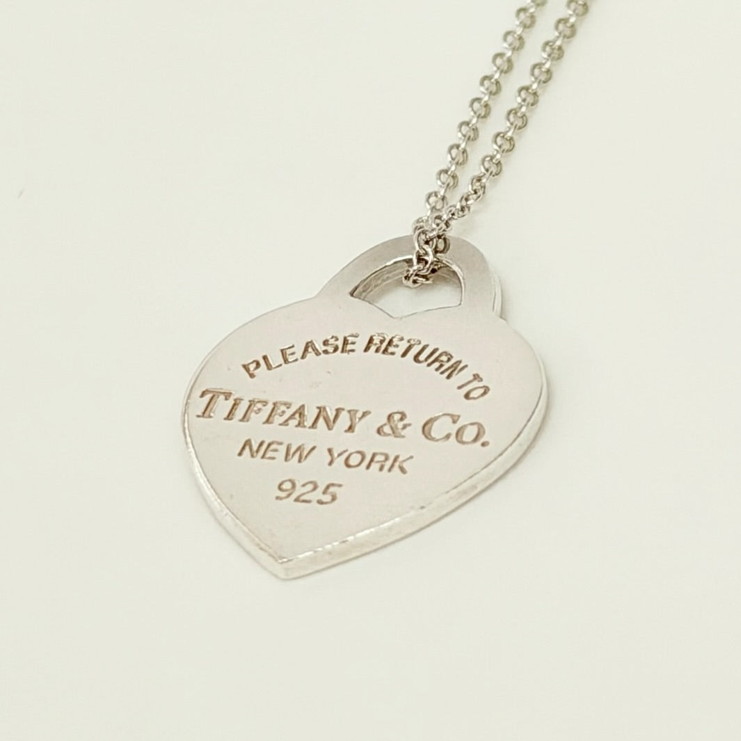 Authentic Tiffany & Co. Return to Tiffany Small Heart Women's Necklace 925 Sterling Silver 16.5 inches