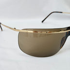 Vintage Gucci GG1870/S J5G6J Brown Gold Rimless Shield Wrap Sunglasses With Case