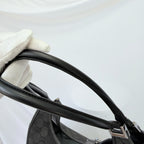 Vintage Gucci Jackie Bardot Medium Size GG Monogram Canvas Leather Black Handbag With Dustbag