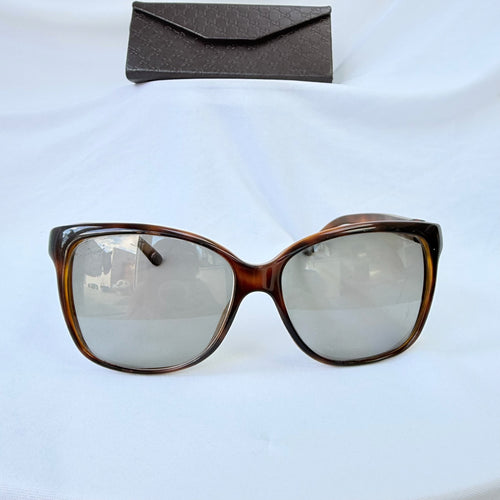 Authentic Gucci Cat Eye Tortoiseshell Brown Polarised GG Fabric Sunglasses