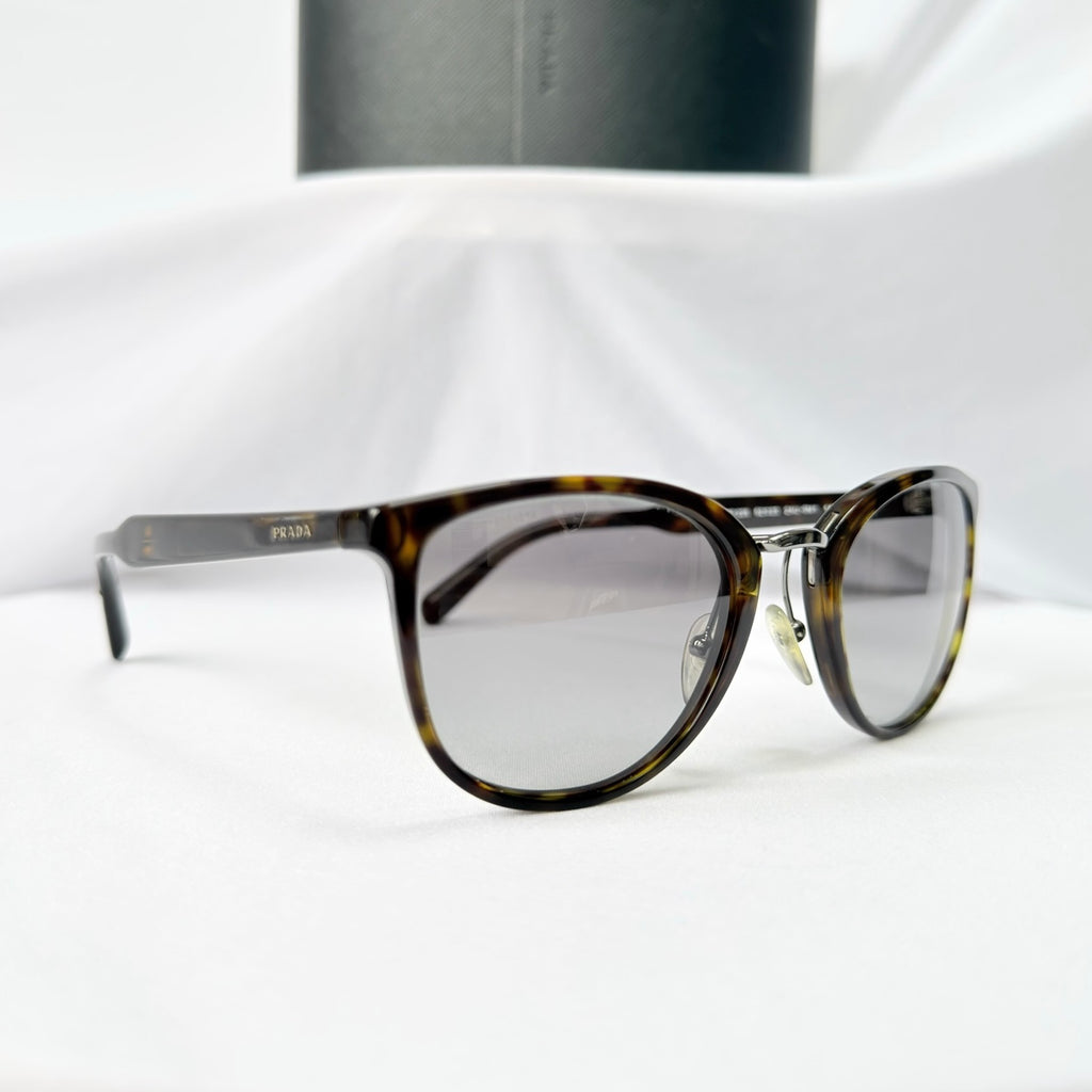 Authentic Prada Brown Tortoiseshell Oval Round Cat Eye Women Sunglasses With Case