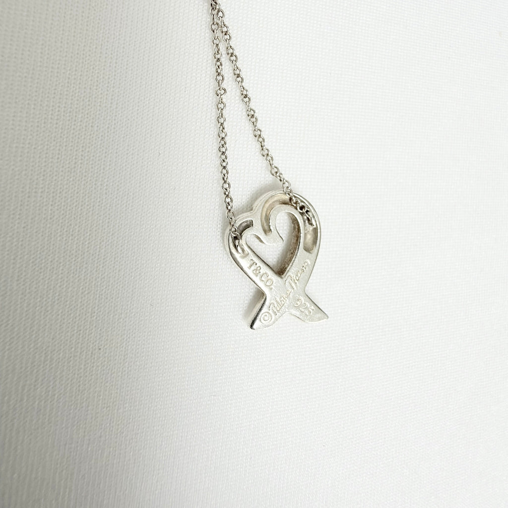 Tiffany & Co. Sterling Silver 925 Paloma Picasso Loving Heart Pendant 16 Inches Necklace With Packaging