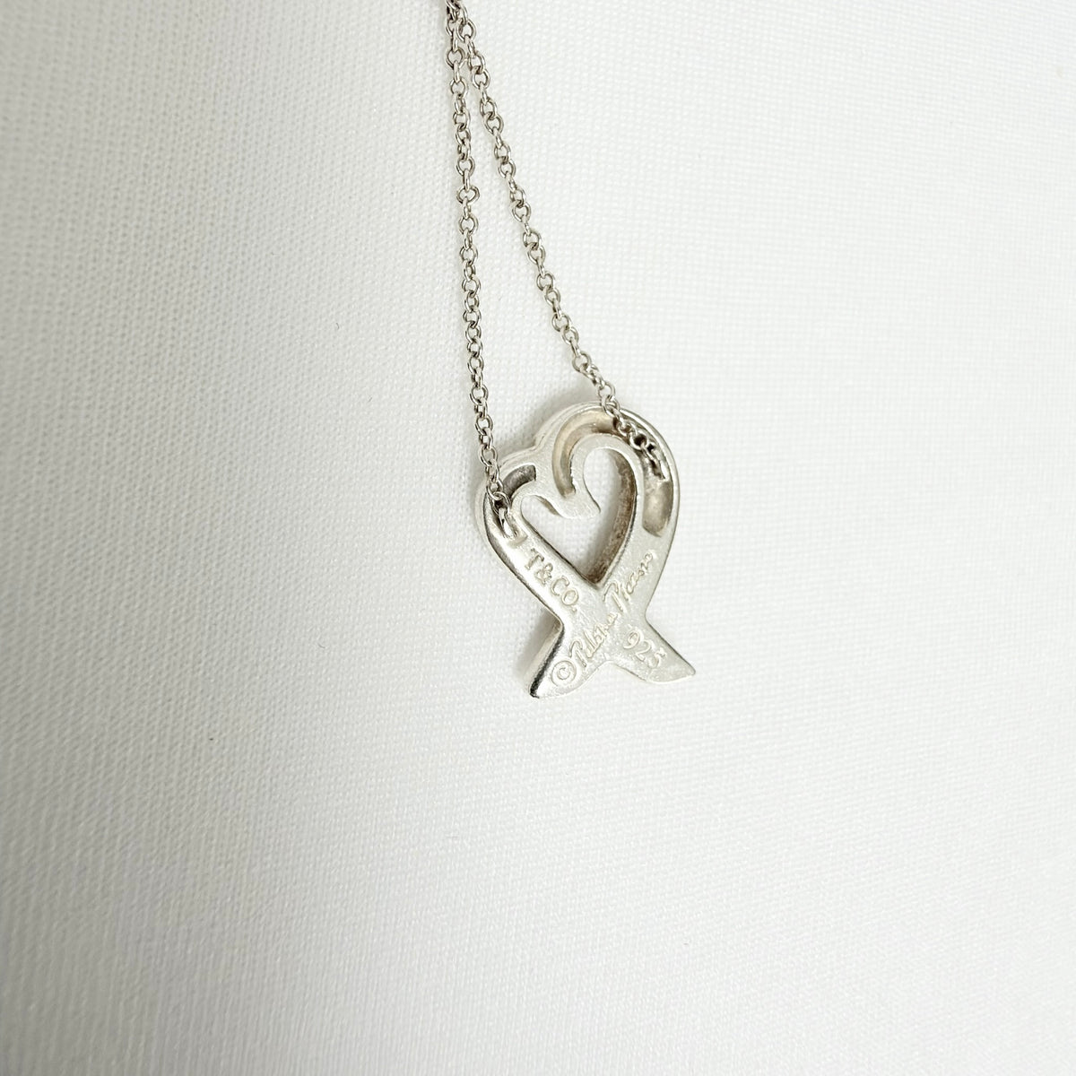 Tiffany & Co. Sterling Silver 925 Paloma Picasso Loving Heart Pendant 16 Inches Necklace With Packaging