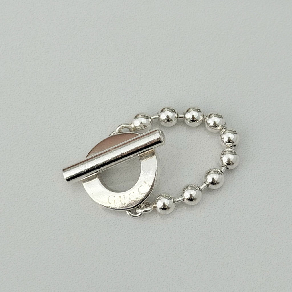 Authentic Gucci Vintage Hoop Boule Sterling Silver 925 Women’s Ring Size 16, UK P, EU 56