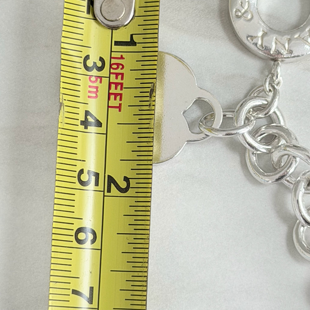 Authentic Vintage Tiffany & Co. Sterling Silver 925 Toggle Heart Pendant Bracelet With Pouch 21cm