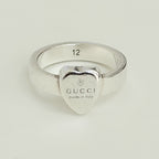 Authentic Gucci Heart Women's Ring 925 Sterling Silver Size 12, UK L, EU 52