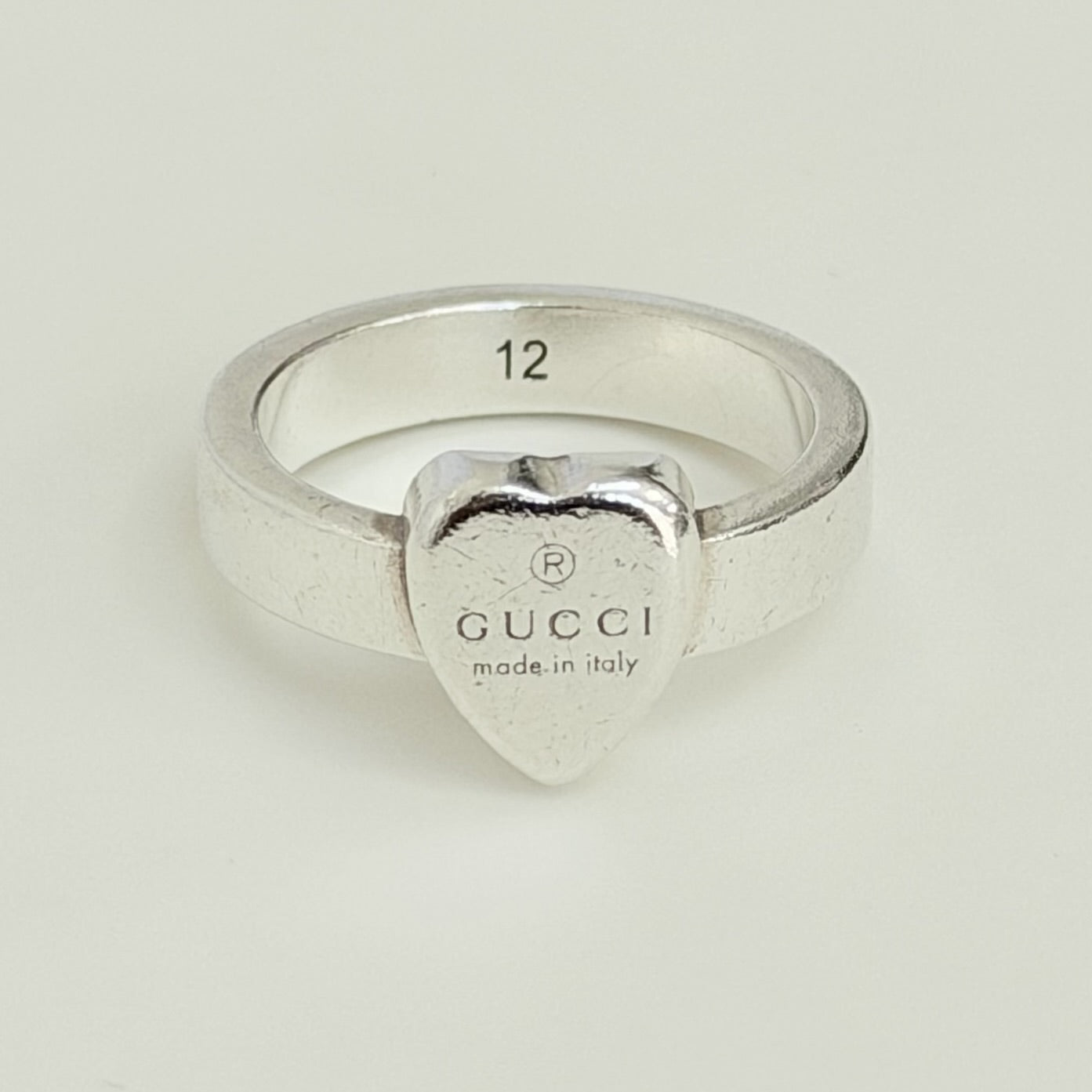 Authentic Gucci Heart Women's Ring 925 Sterling Silver Size 12, UK L, EU 52