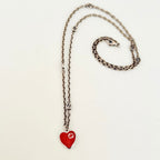 Authentic Gucci interlocking G chain Sterling Silver 925 Red Heart Necklace 19.5 Inches With Packaging