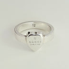 Authentic Gucci Heart Women's Ring 925 Sterling Silver Size 12, UK L, EU 52