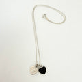 Tiffany & Co. Return to Mini Double Black Heart Women's Necklace 16 Inches Sterling Silver 925