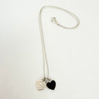 Tiffany & Co. Return to Mini Double Black Heart Women's Necklace 16 Inches Sterling Silver 925