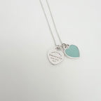 Tiffany & Co. Return to Mini Double Blue Heart Women's Necklace 19 Inches Sterling Silver 925