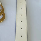 Gucci GG Marmont 24k Gold Buckle Cream Leather Belt 4cm 85cm 34” 400593