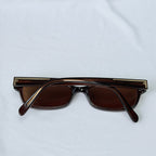Vintage Fendi Brown Gold Rectangular Skinny Y2K Polarised Sunglasses