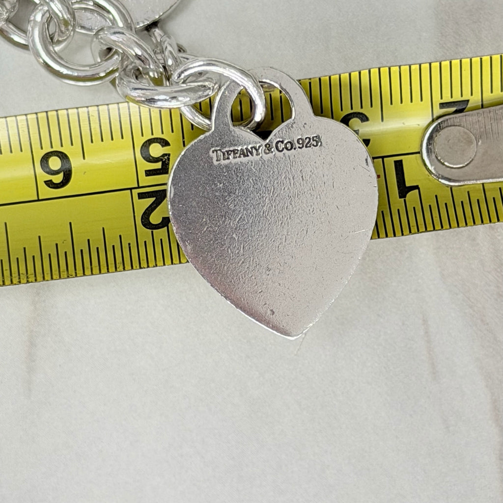 Authentic Vintage Tiffany & Co. Sterling Silver 925 Toggle Heart Pendant Choker Necklace With Pouch 16 inches