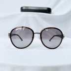 Prada SPR 51N Burgundy Red Striped Arms Oversized Oval Round Women’s Sunglasses