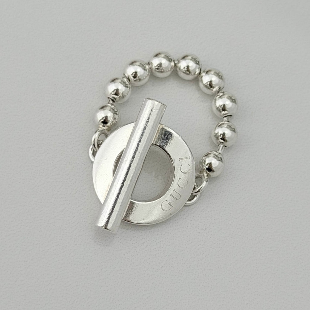 Authentic Gucci Vintage Hoop Boule Sterling Silver 925 Women’s Ring Size 16, UK P, EU 56