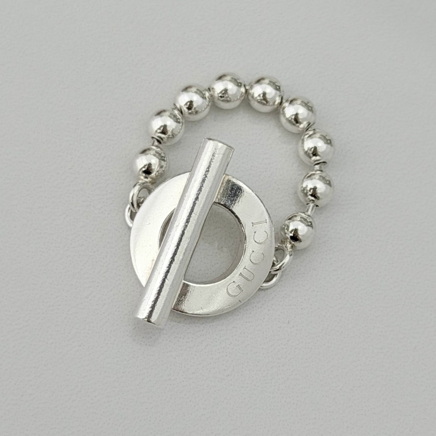 Authentic Gucci Vintage Hoop Boule Sterling Silver 925 Women’s Ring Size 16, UK P, EU 56