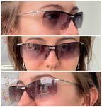 Chanel 4043 Wrap Rimless Vintage Grey Silver Sunglasses