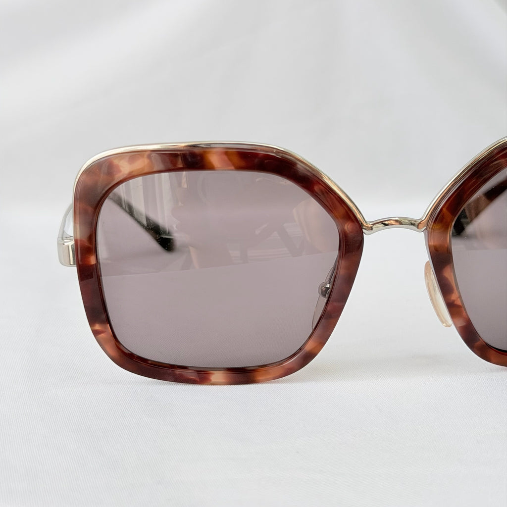 Prada PR 57US Catwalk Cinema Red Tortoiseshell Irregular Oversized Square Sunglasses
