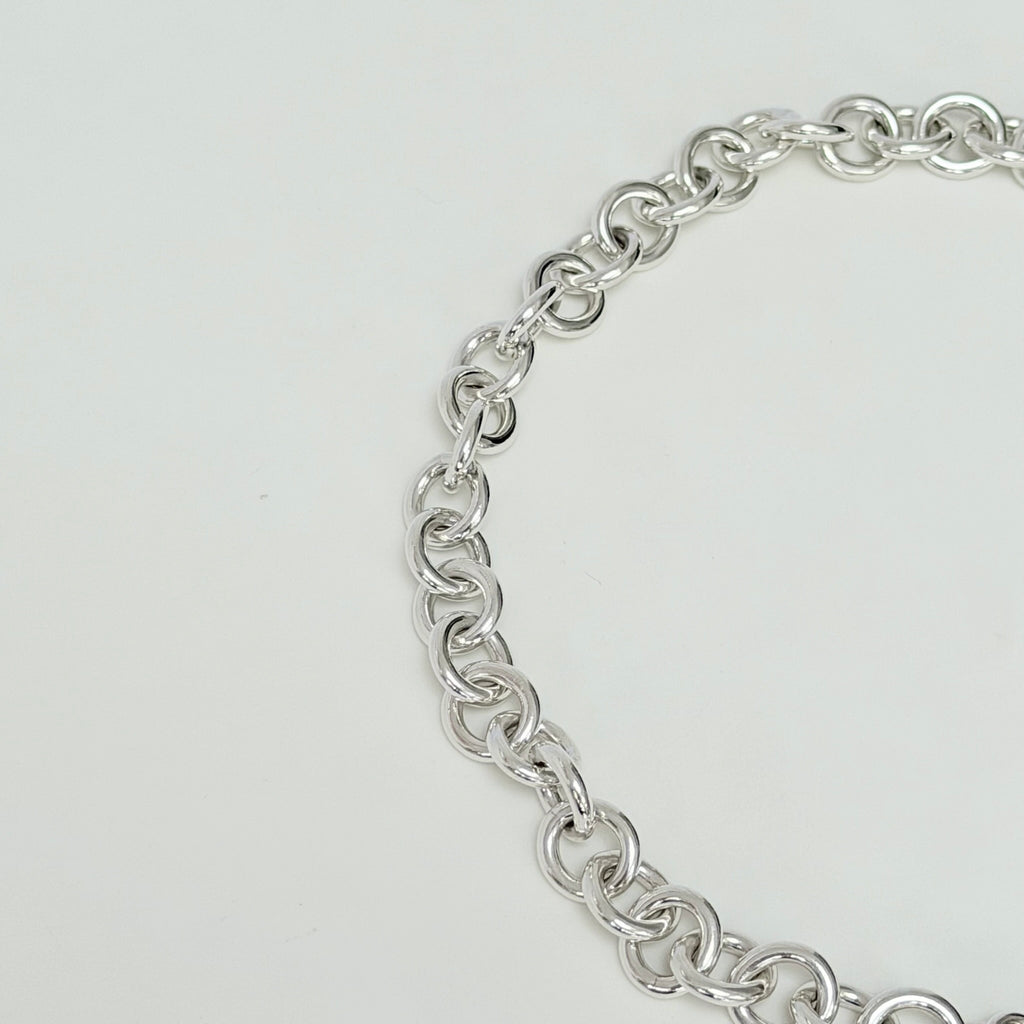 Authentic Vintage Tiffany & Co. Sterling Silver 925 Toggle Heart Pendant Choker Necklace With Pouch 15 Inches