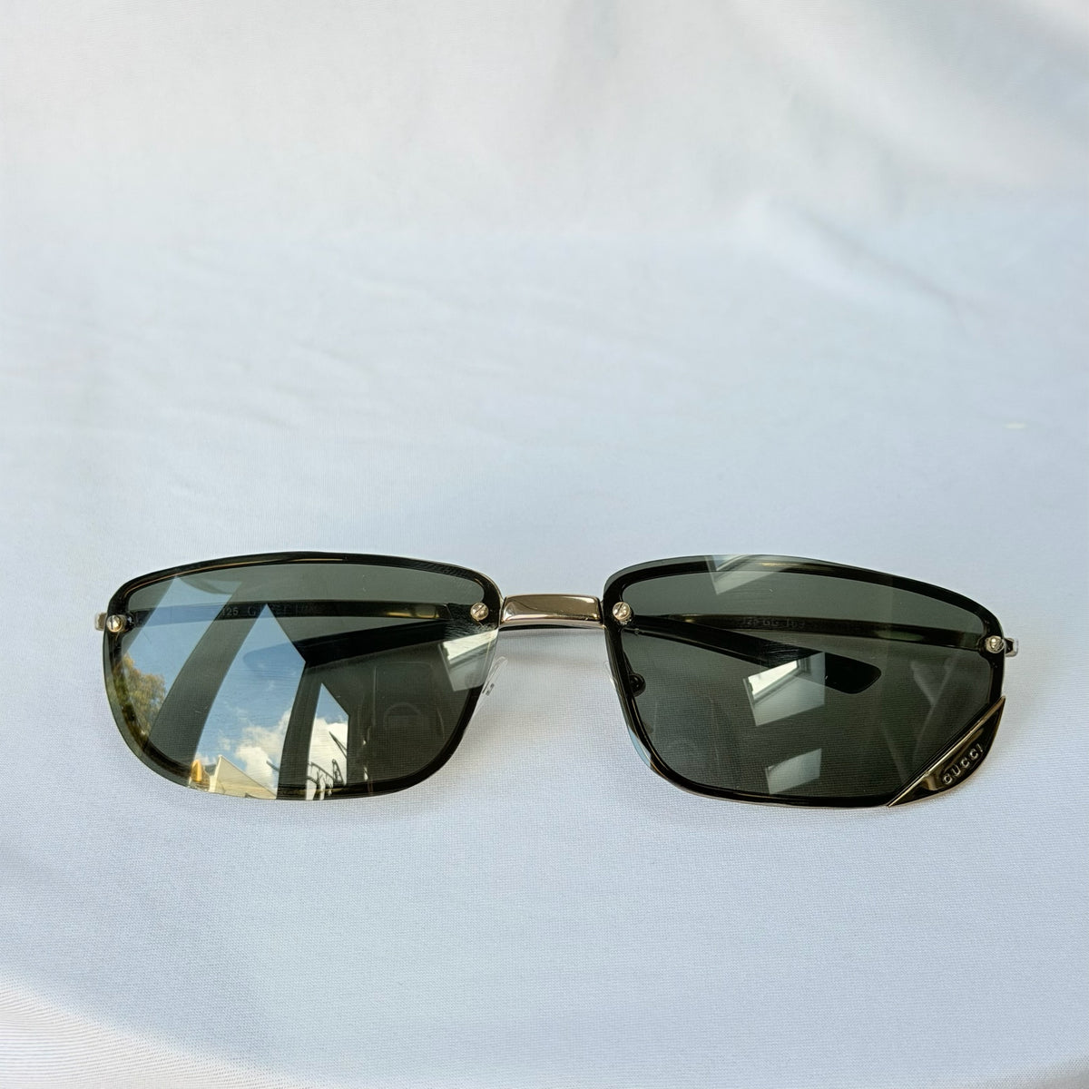 Vintage Y2K Gucci GG 1691/S Polarised UV400 Rectangular Green/Gold Sunglasses With Case