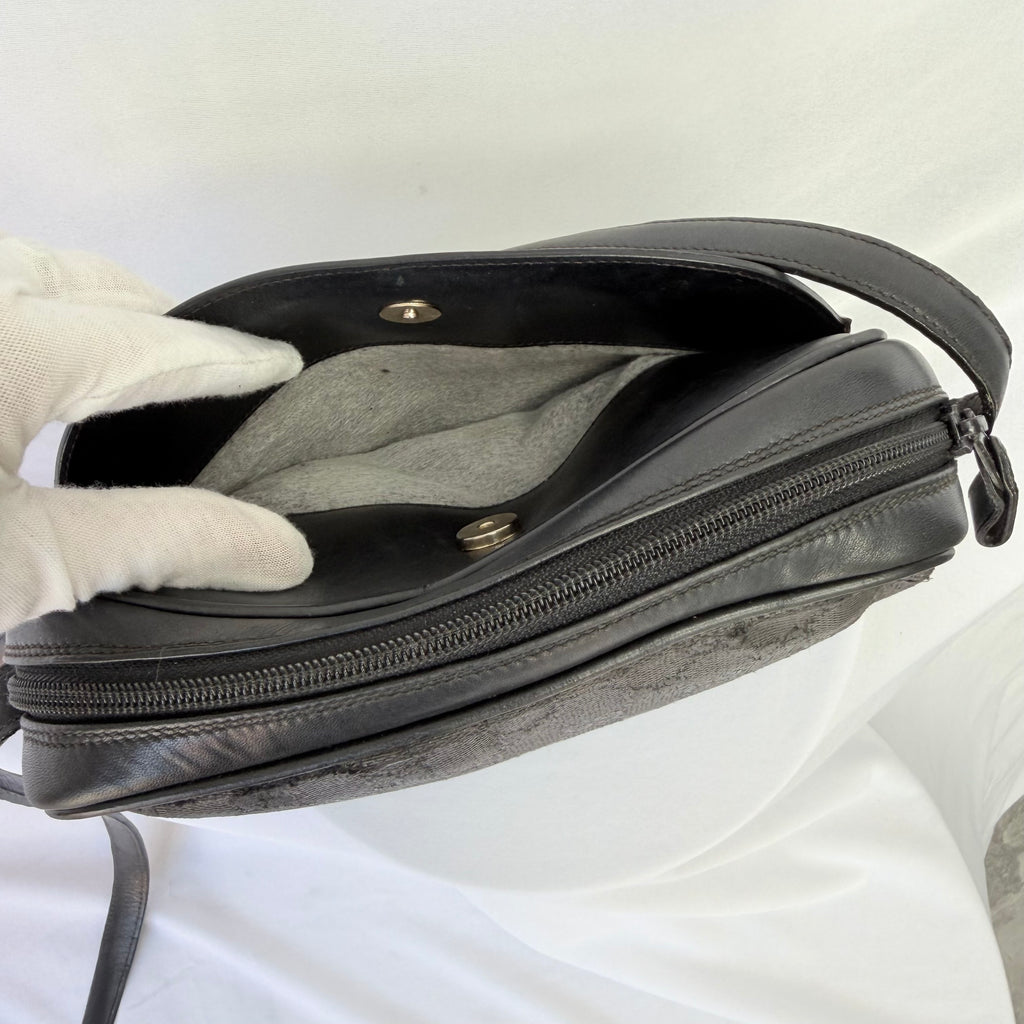 Vintage Gucci Black GG Monogram Canvas/Leather Small Crossbody Handbag