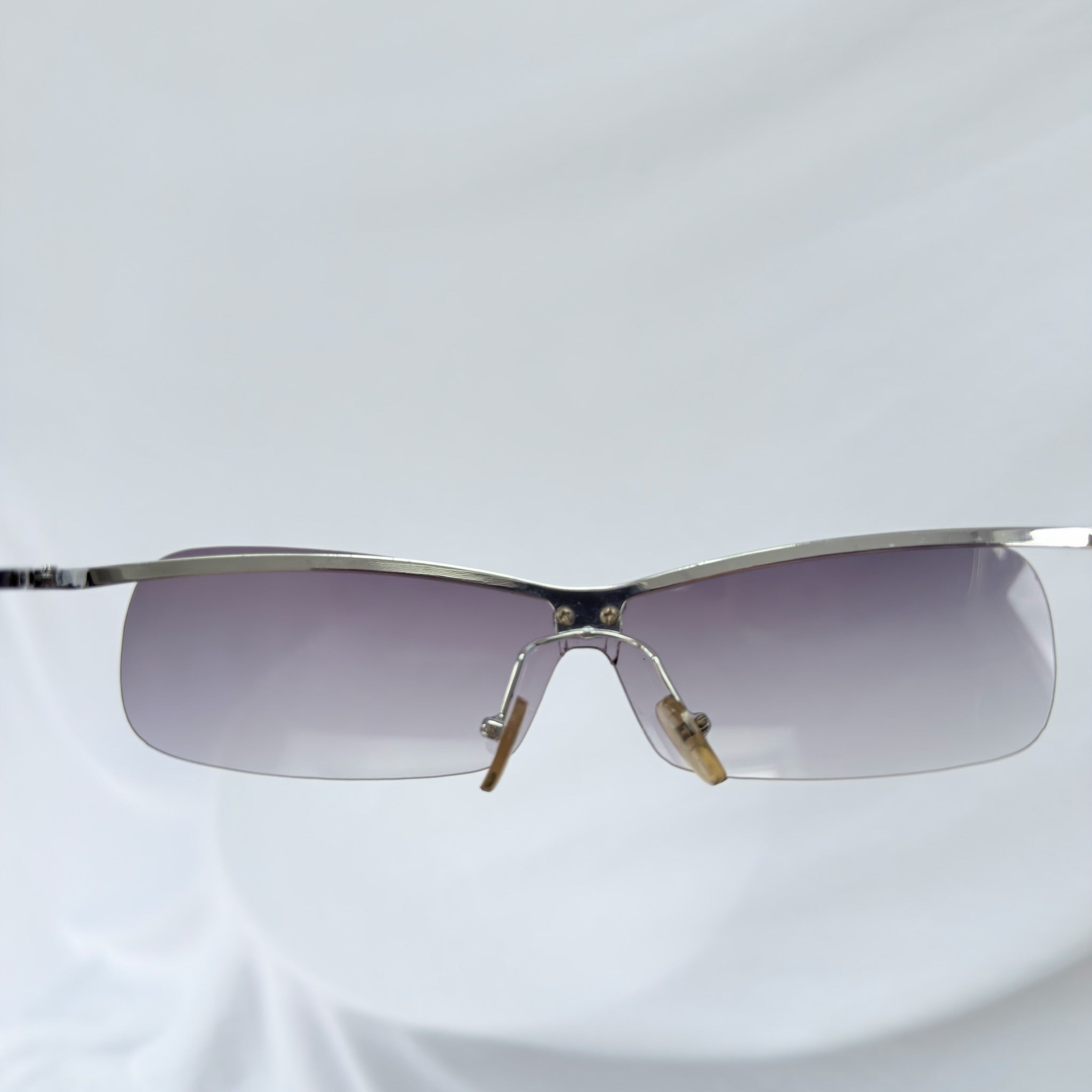 Chanel 4043 Wrap Rimless Vintage Grey Silver Sunglasses