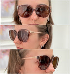 Prada Cat Eye Square Metal Corners Women's Sunglasses Pink Tortoiseshell SPR 01O polarised