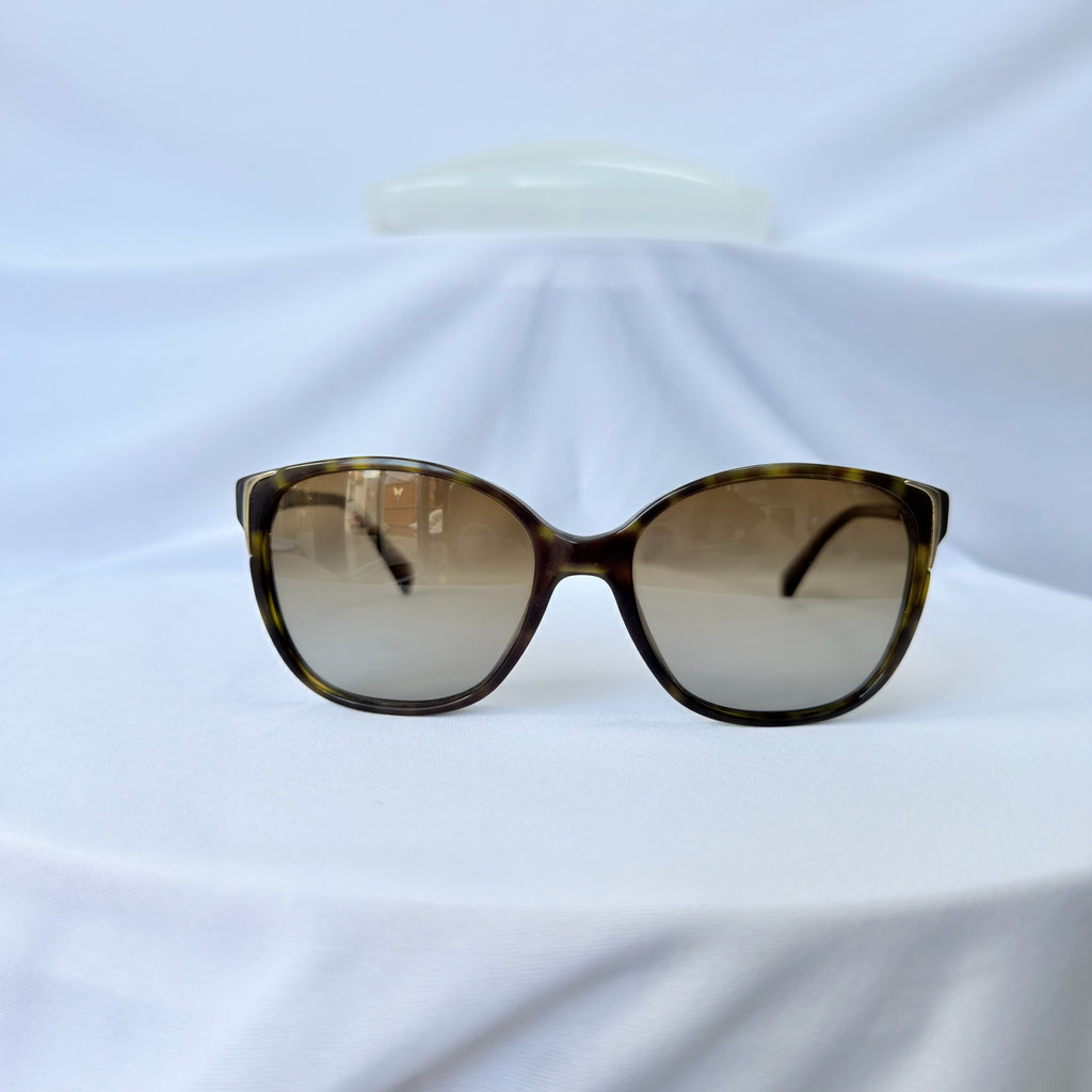 Prada Cat Eye Square Metal Corners Women's Sunglasses Brown Tortoiseshell Polarised SPR 01O