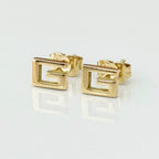Authentic Rare Gucci 18K Yellow Gold 750 Square G Stud Women’s Earrings